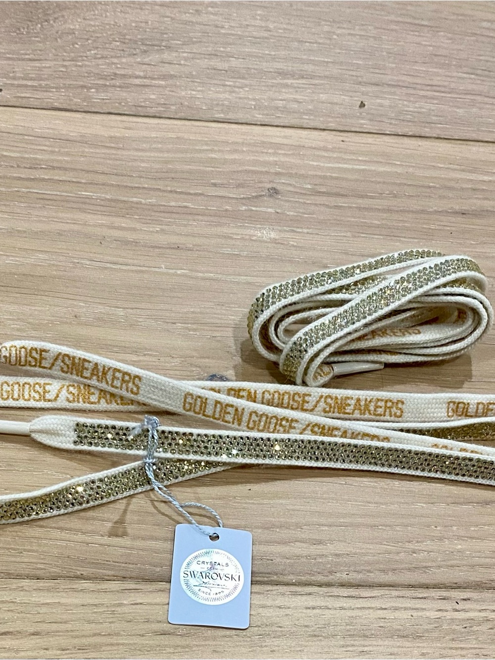 NWT GOLDEN GOOSE SWAROVSKI LACES  CREAM COLOR